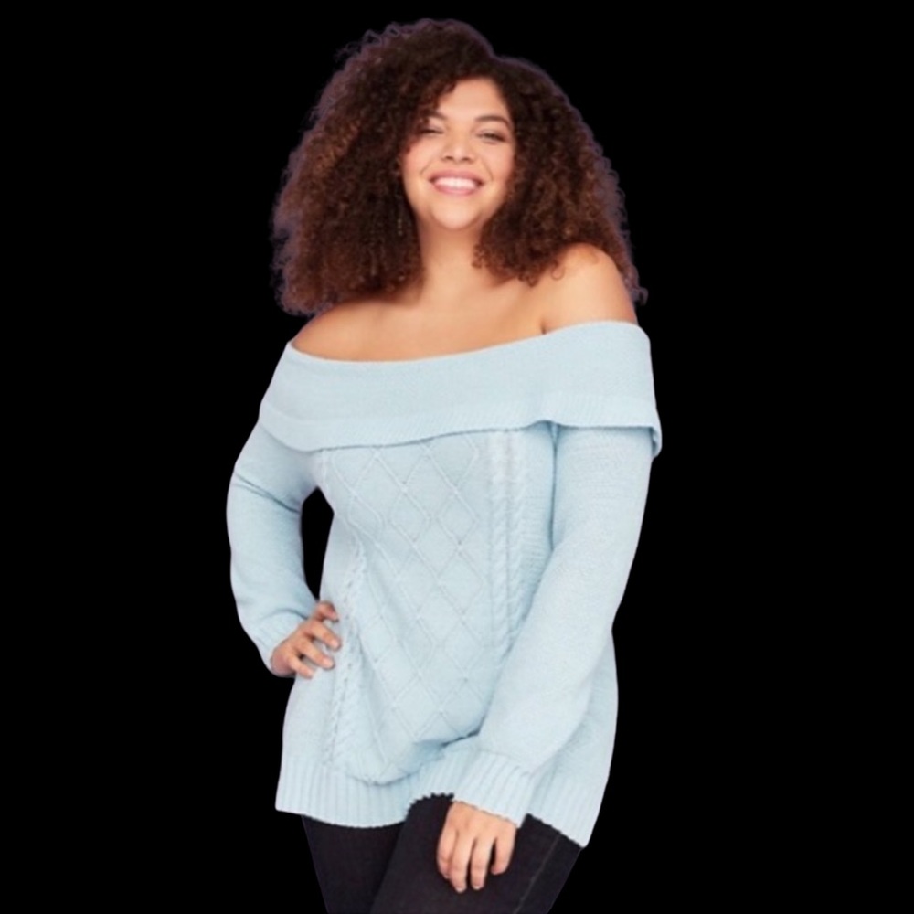 Lane Bryant off the shoulder cable sweaterNWT